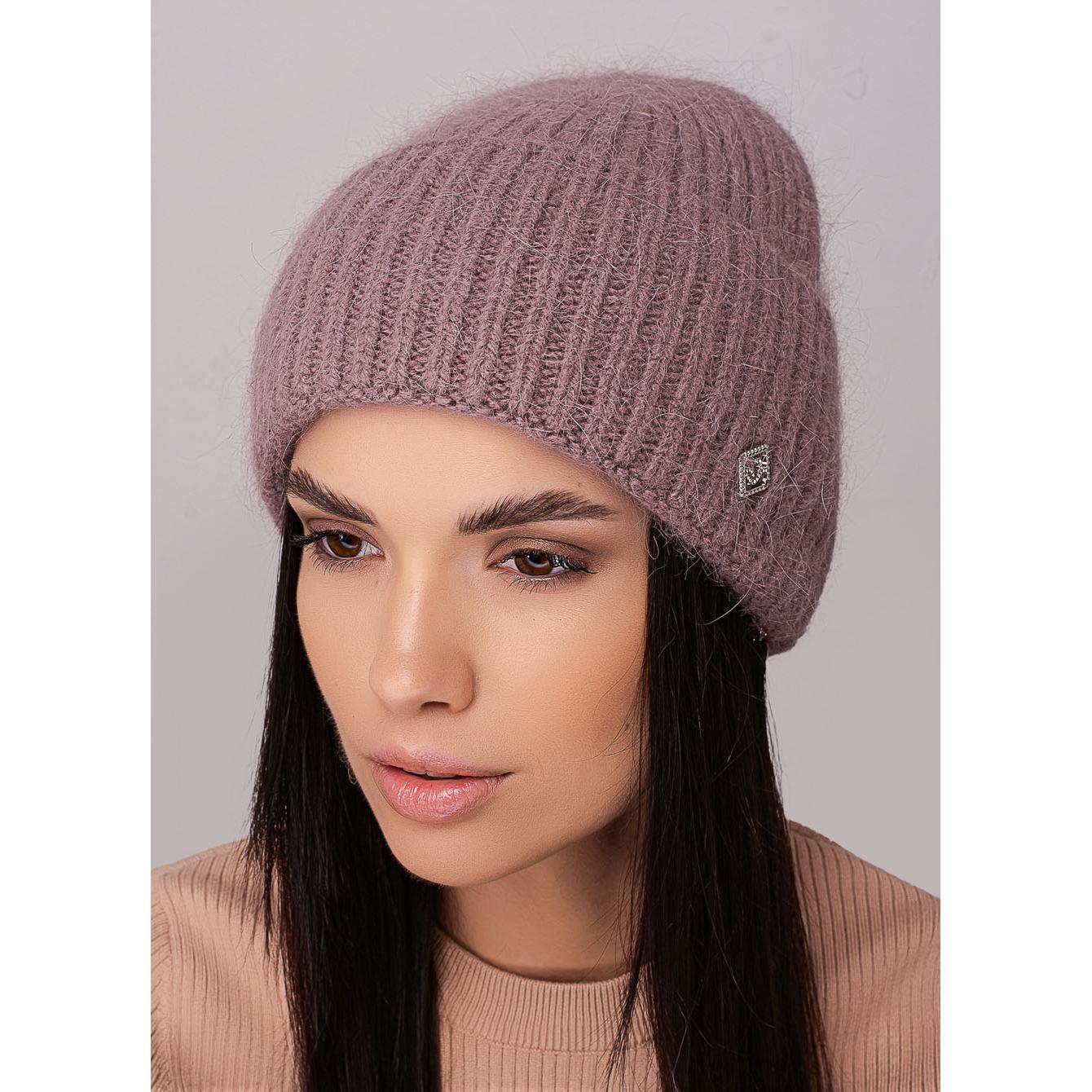 Шапка женская ангоровая без подкладки с отворотом Leks КОМФОРТ One size Капучино (273020)