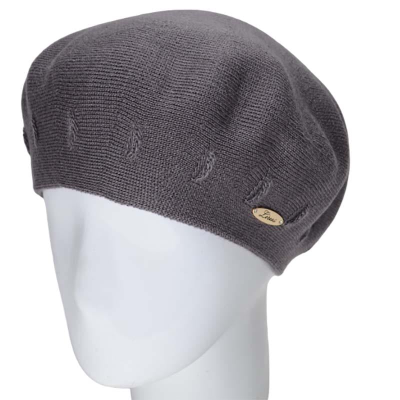 Берет жіночий Lirus Єлі подвійної тонкої в'язки Димчастий (119094)