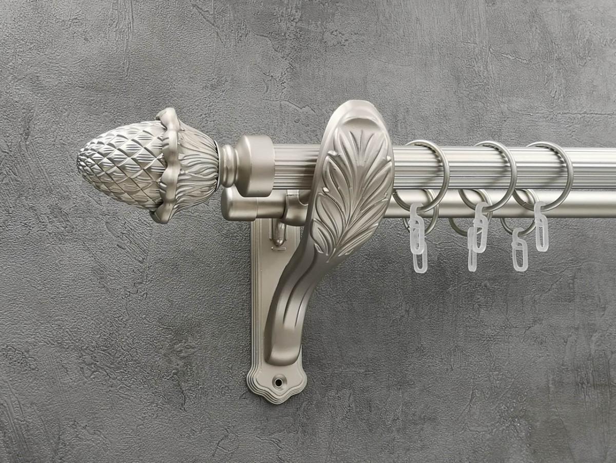 Карниз Quadrum Шишка рифленая штанга двойной ретро 25/19 мм 240 см Сатин (272282951)