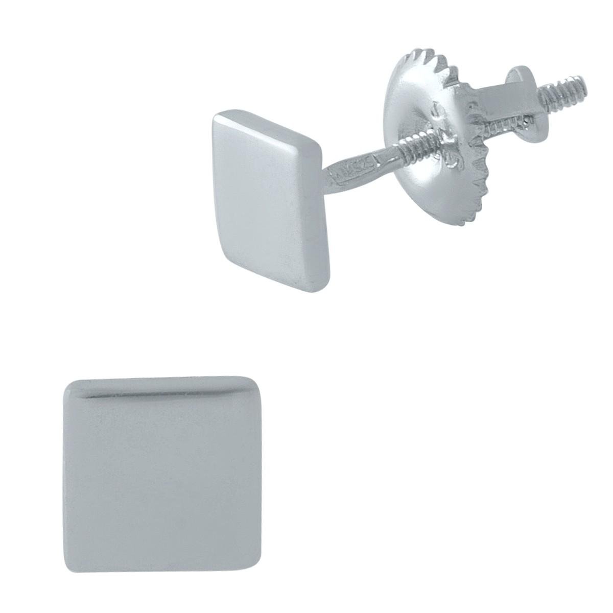 Серьги серебряные пусеты в форме квадрата