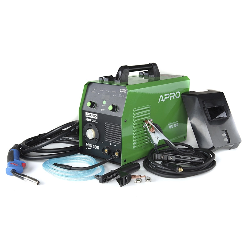 Сварочный инверторный полуавтомат Apro MIG-160 20-160А электрод 4 мм катушка проволока 0,8-1 мм 5 кг набор кабелей (2969024629)
