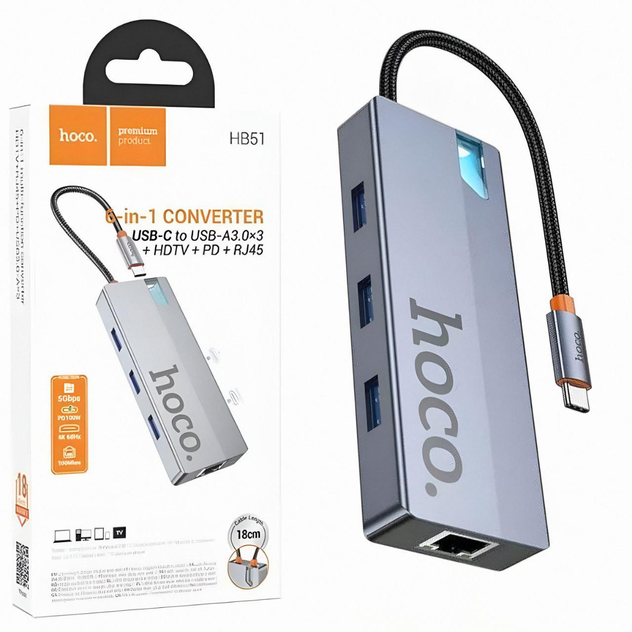 Переходник Hoco HUB HB51 алюминиевый сплав и акрил 74 г (25269867) Переходник Hoco HUB HB51 алюминиевый сплав и акрил 74 г (25269867)