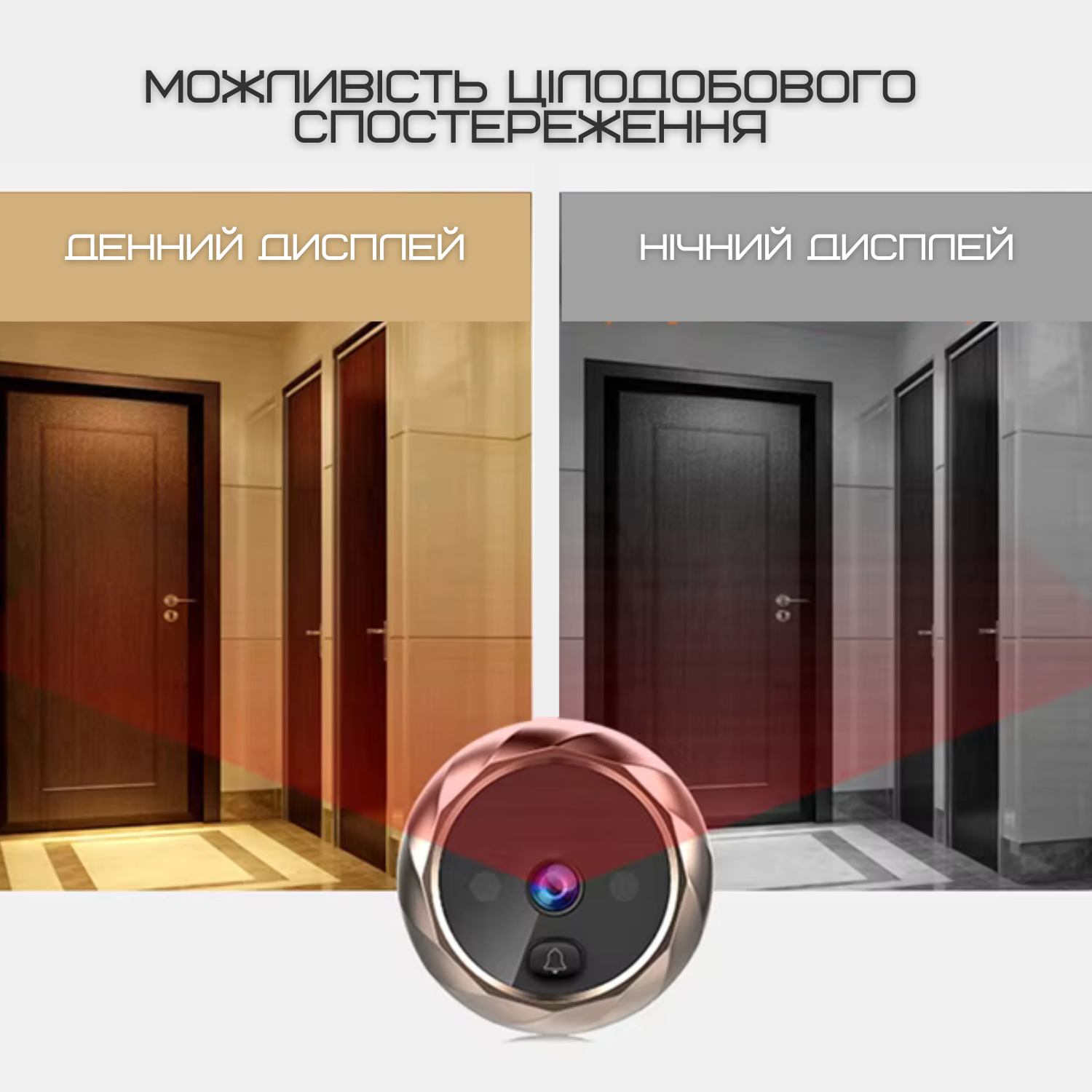 Звонок дверной с функцией visual door viewer фото умный видеоглазок с жк экраном/встроенная память Серебряный - фото 5