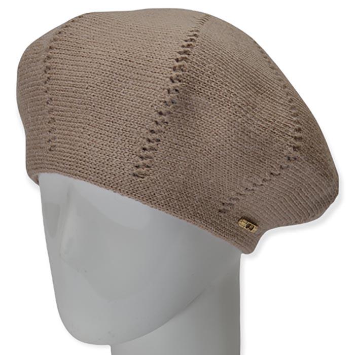 Берет женский Lirus Ариэль из шерсти двойной с узором Светло-бежевый