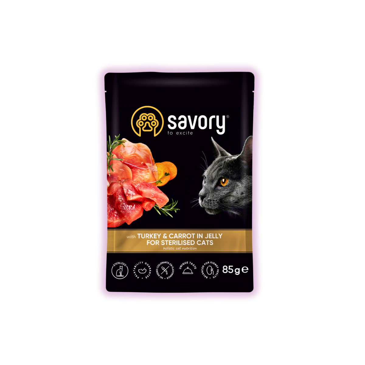 Корм влажный для кошек Savory с индейкой и морковью в желе для взрослых стерилизованных кошек 85 г х 22 шт. (P20109) - фото 2