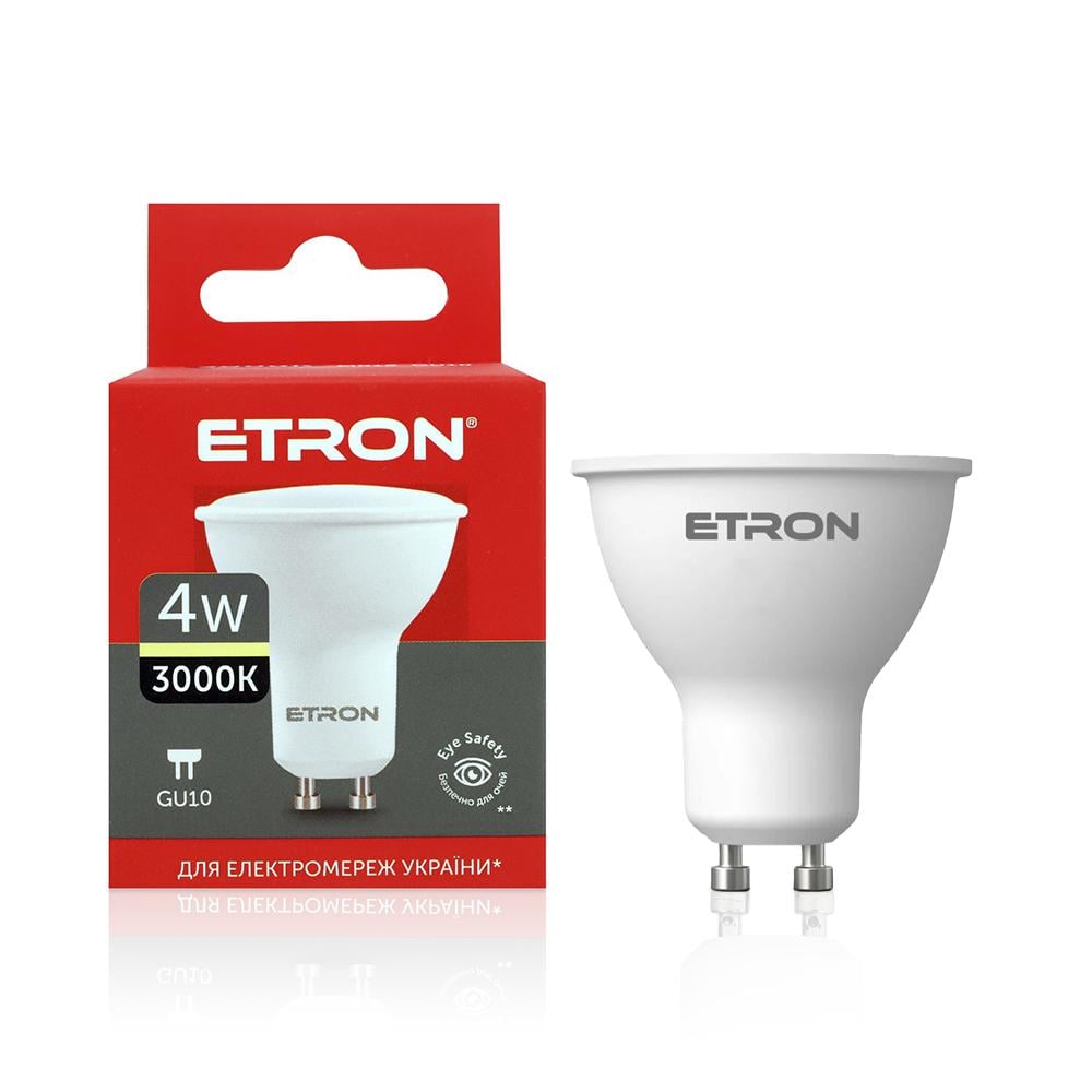 Светодиодная лампа ETRON 1-ELP-843 4W 3000K GU10 MR16 с теплым светом (66642)