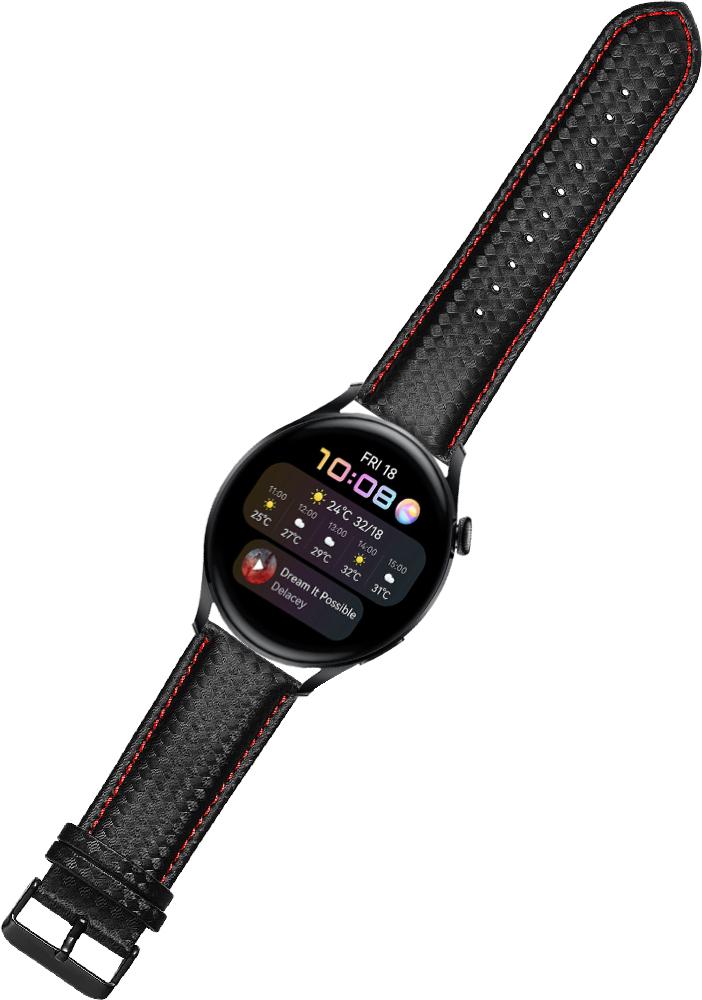 Ремешок кожаный Carbon для Huawei Watch 3 Black/Red (22552-44)