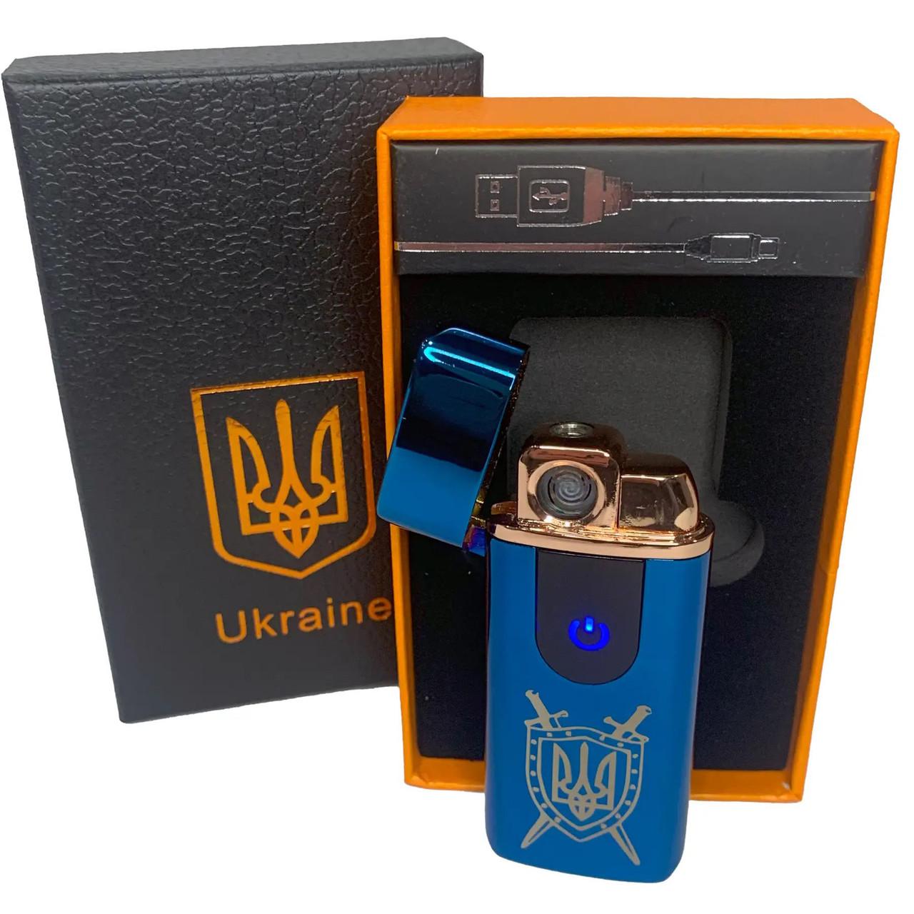 Зажигалка электрическая/газовая Украина HL-432 с USB-зарядкой Синий