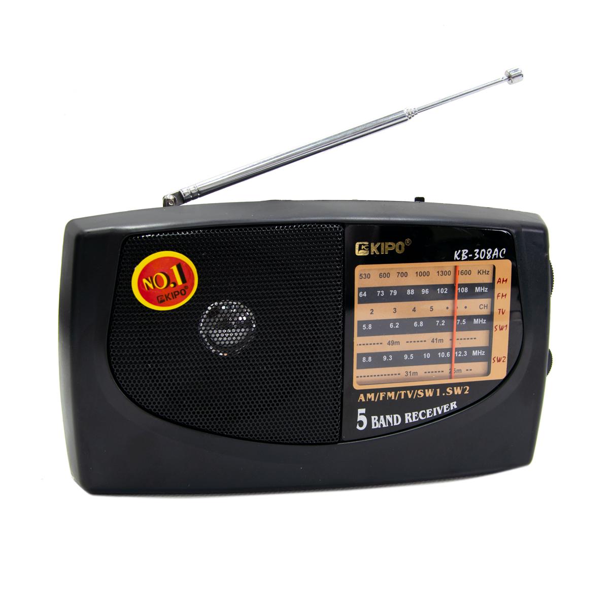 Міні-радіоприймач FM/TV/AM/SW1-2 Kipo KB-308AC Чорний (1009216-Black) - фото 4