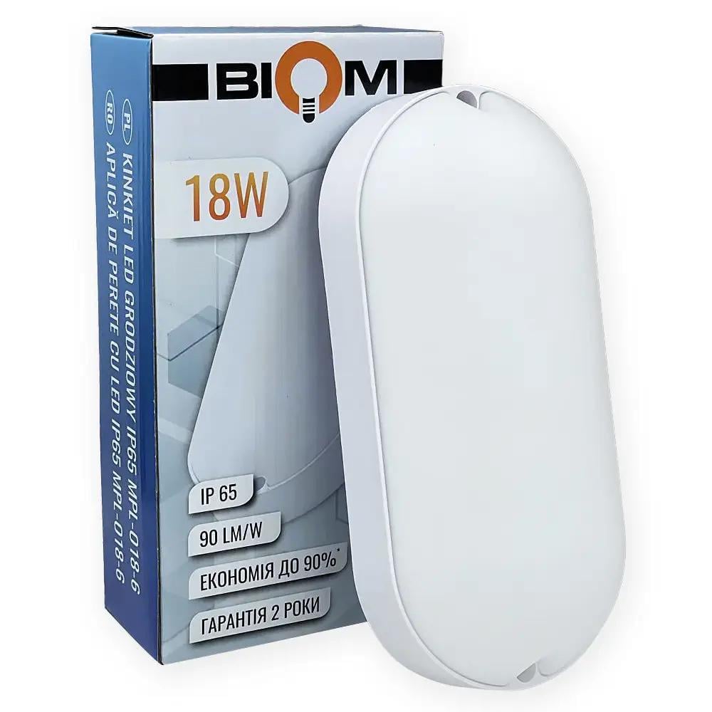 LED-светильник овальный ЖКХ Biom MPL-О18-6 18 Вт 6000К IP65 (27568339)