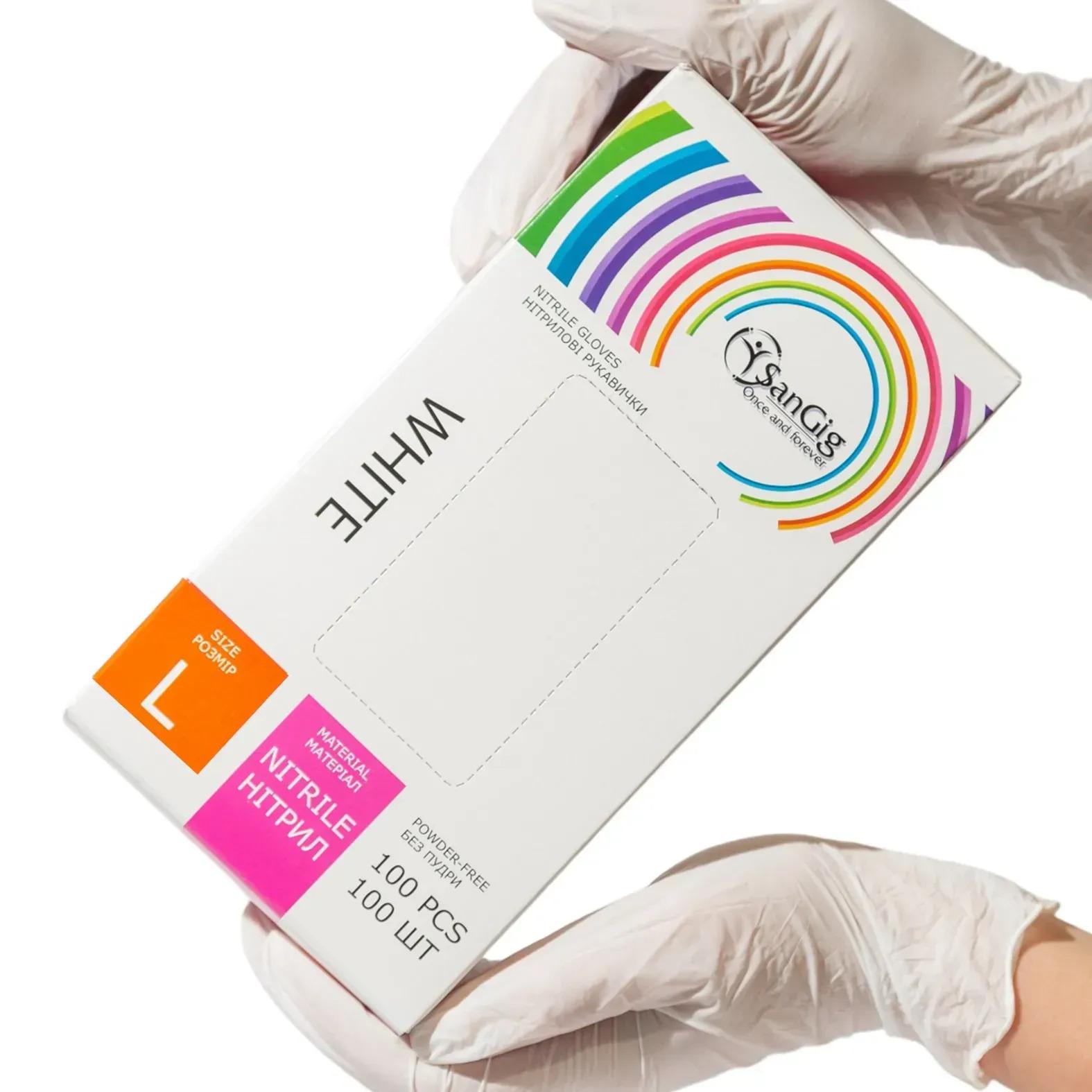 Перчатки нитриловые SanGig L р. 8-9 3,5 г 100 шт. Белый (26141099) - фото 1 Перчатки нитриловые SanGig L р. 8-9 3,5 г 100 шт. Белый (26141099) - фото 1