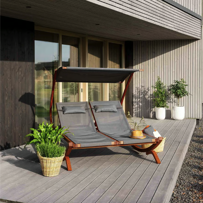 Садовий шезлонг Di Volio Pionza двомісний Сірий (4934) - фото 2