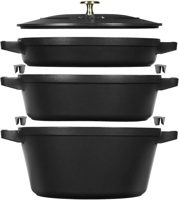 Набор посуды Staub Stackable штабелируемый 4 предмета Черный (40508-386-0) Набор посуды Staub Stackable штабелируемый 4 предмета Черный (40508-386-0)