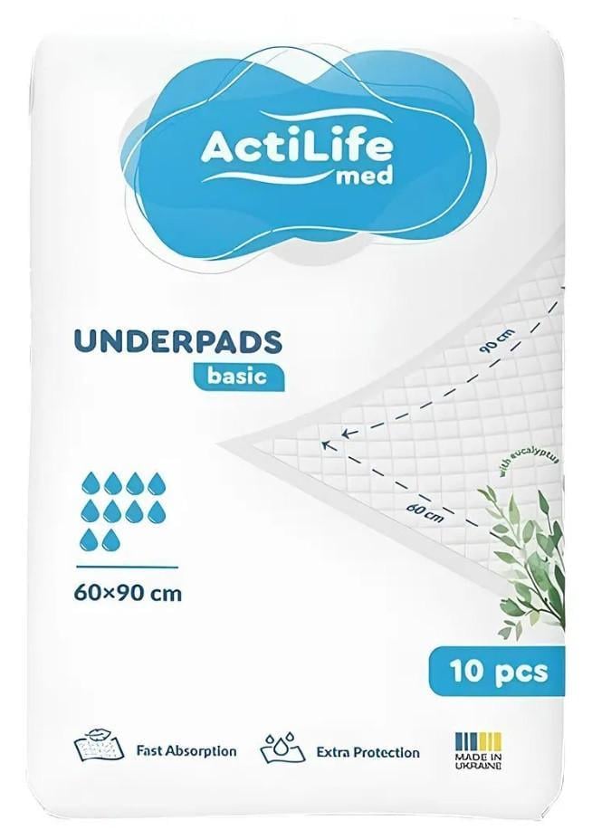 Пеленки гигиенические впитывающие ActiLife Med Basic 60х90 см 10 шт. (2647577666) - фото 1