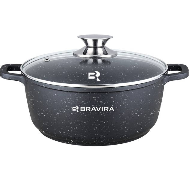 Кастрюля BRAVIRA BlackForge 4,5л 24х11,5 см литой алюминий (BR8001-24)