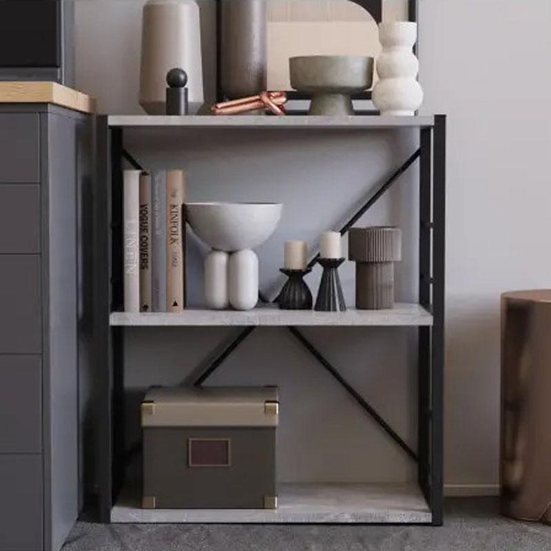 Этажерка Ferrum-decor Коннект 3/60 ДСП 16 мм 75x60x28 см Черный/Бетон (FRD-104256)