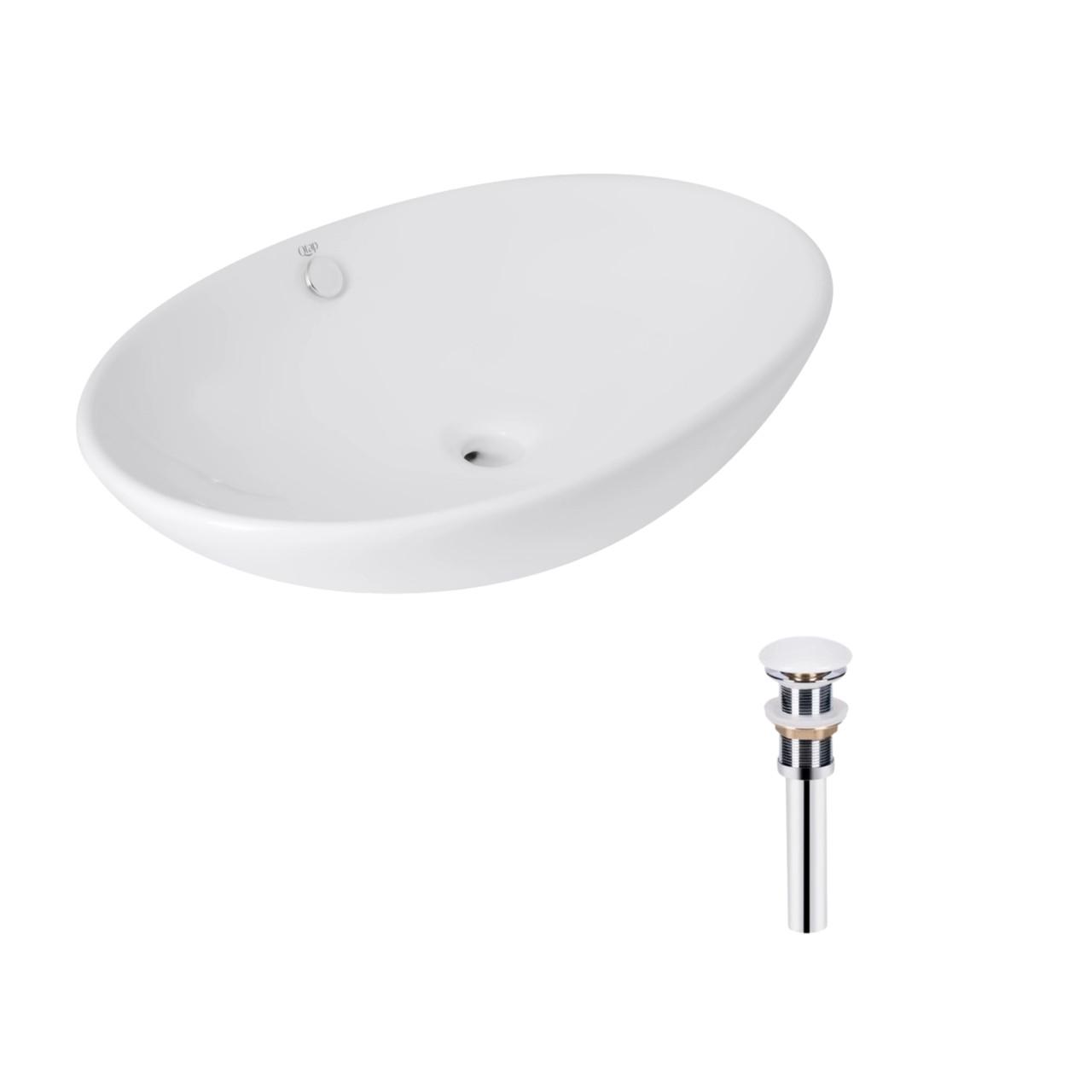 Раковина Qtap Dove накладная овальная с донным клапаном PU02O 635x420х150 мм White (2612632463)