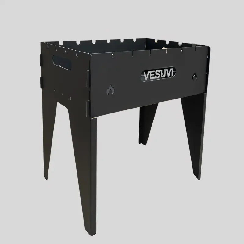 Мангал высокий Vesuvi Camping раскладной 2 мм на 6 шампуров Черный (102-15-m-campingV2)