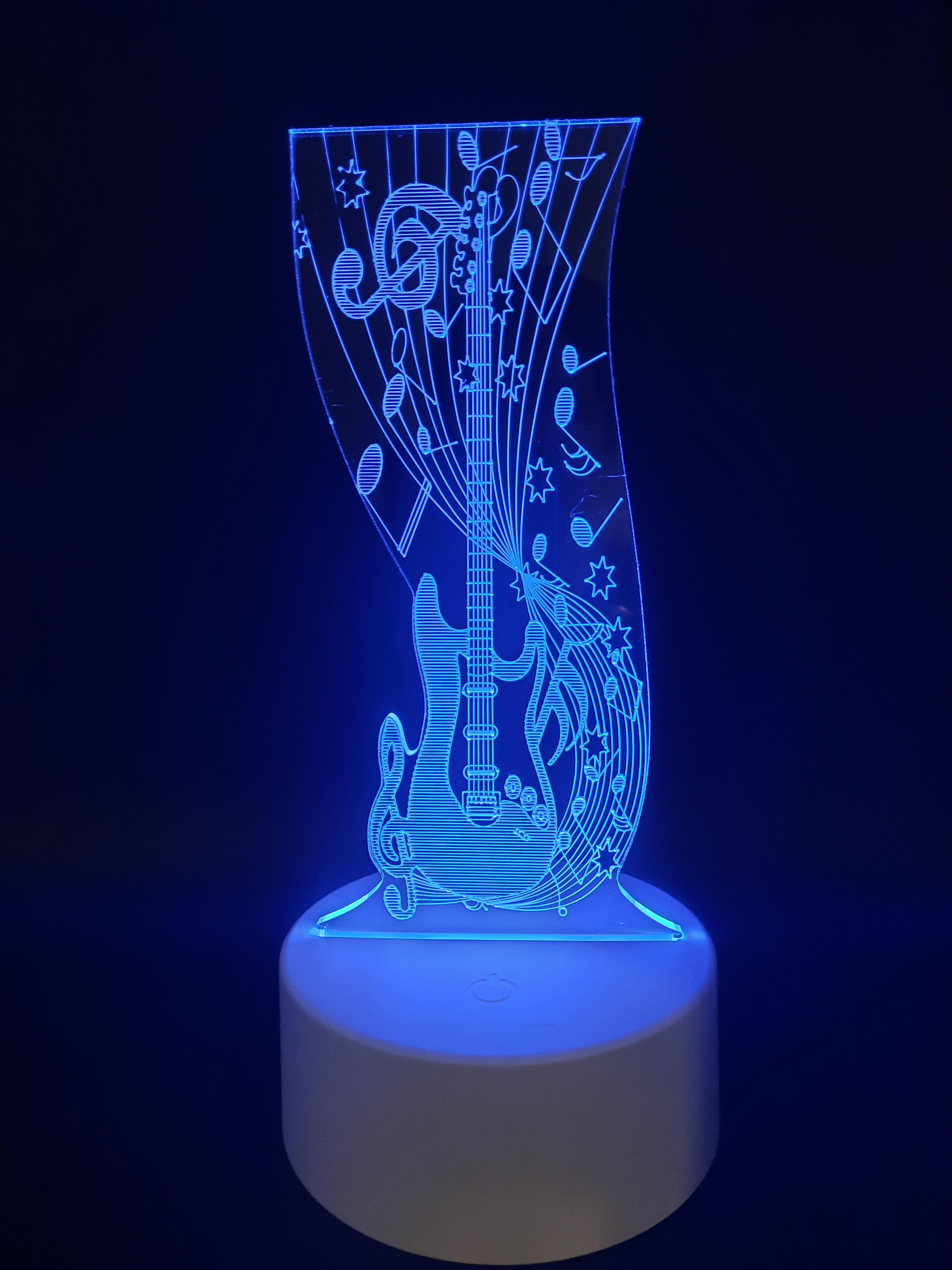 Ночник LED 3D Гитара с нотами 16 цветов - фото 3