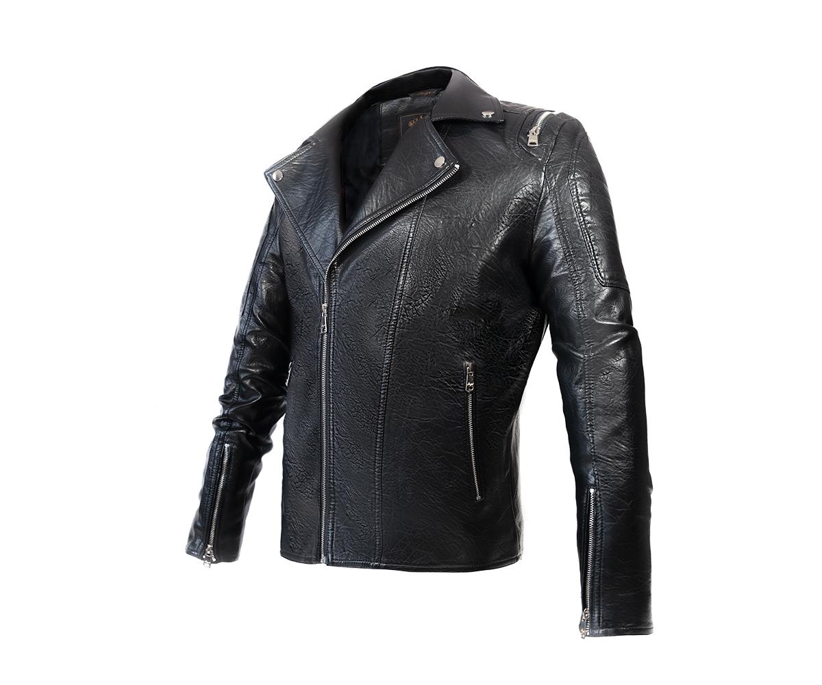 Куртка косуха Men's Style KS-9NVE з натуральної шкіри р. 44 Black (8054214) - фото 3