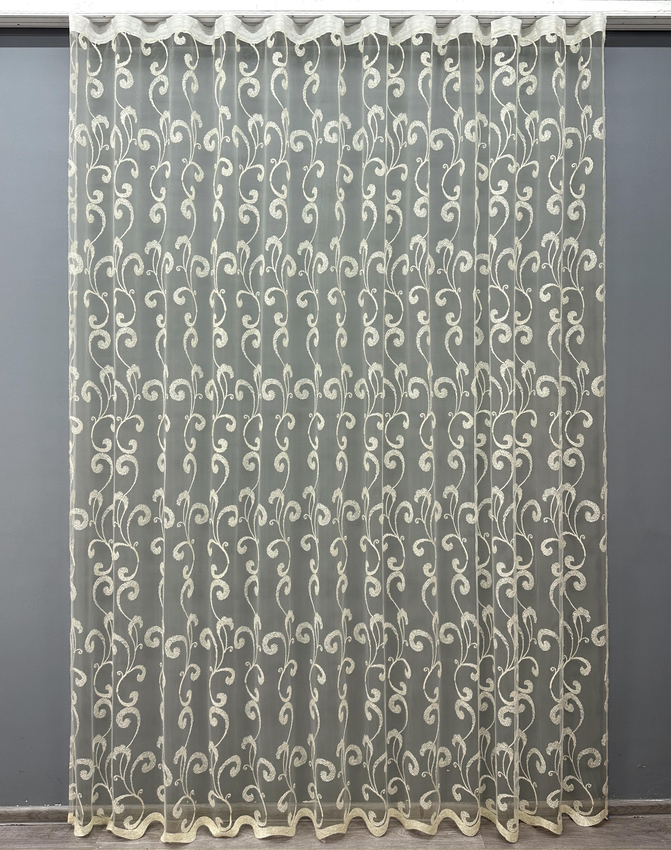 Тюль VR-Textil 1684т Фатин с вышивкой и люрексом 300х270 см Молочный (42-0727)