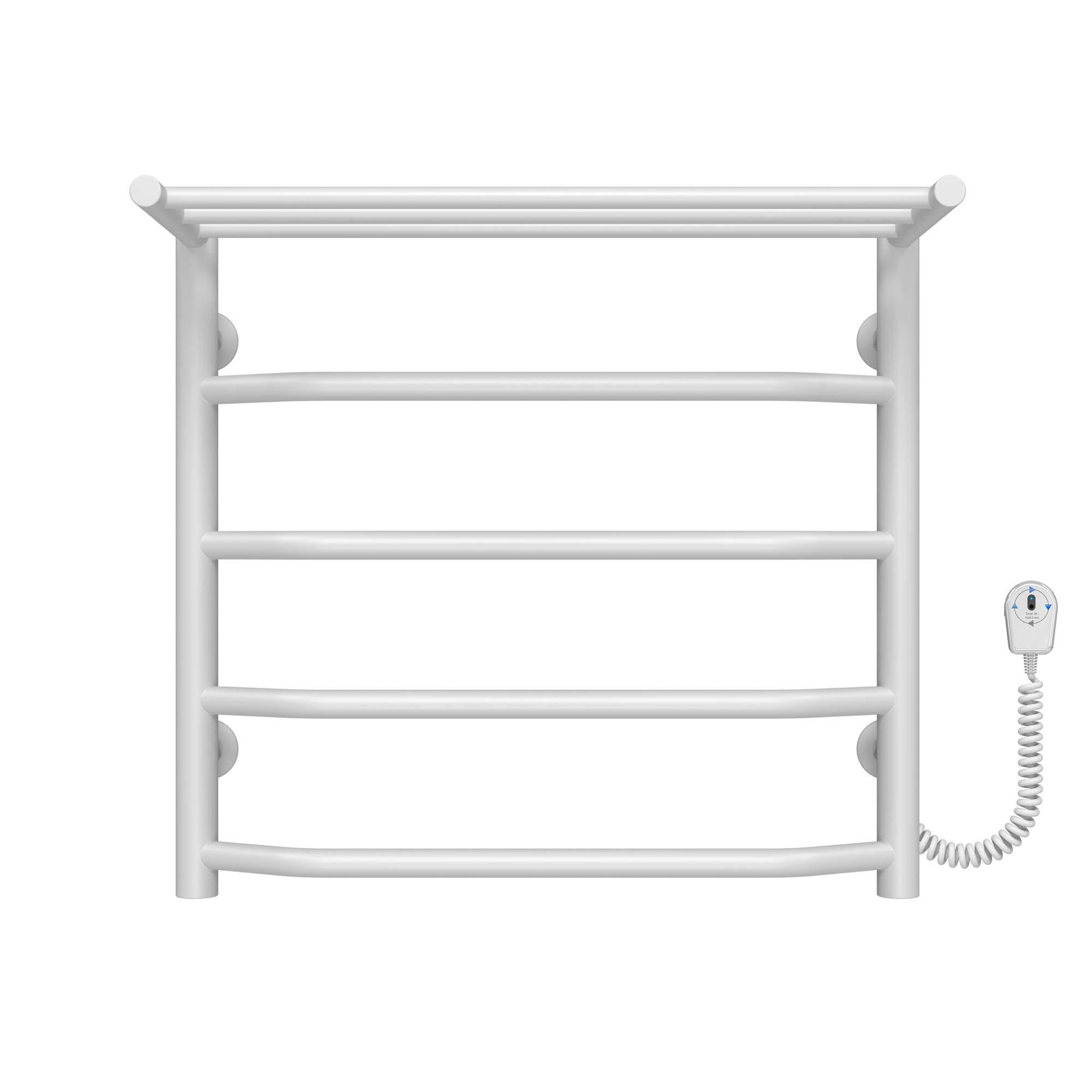 Полотенцесушитель электрический с полкой Deffi Трапеция П5 EF16 правое подключение нержавеющая сталь 500х500 мм Белый (C.TP.50.50.5.E.W.R.5)