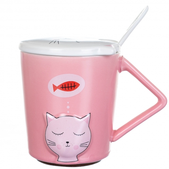 Кружка с крышкой Кот 250 мл (8205-003)