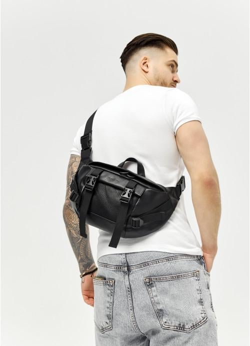 Поясна сумка чоловіча Sambag з натуральної шкіри Чорний (1009038721)
