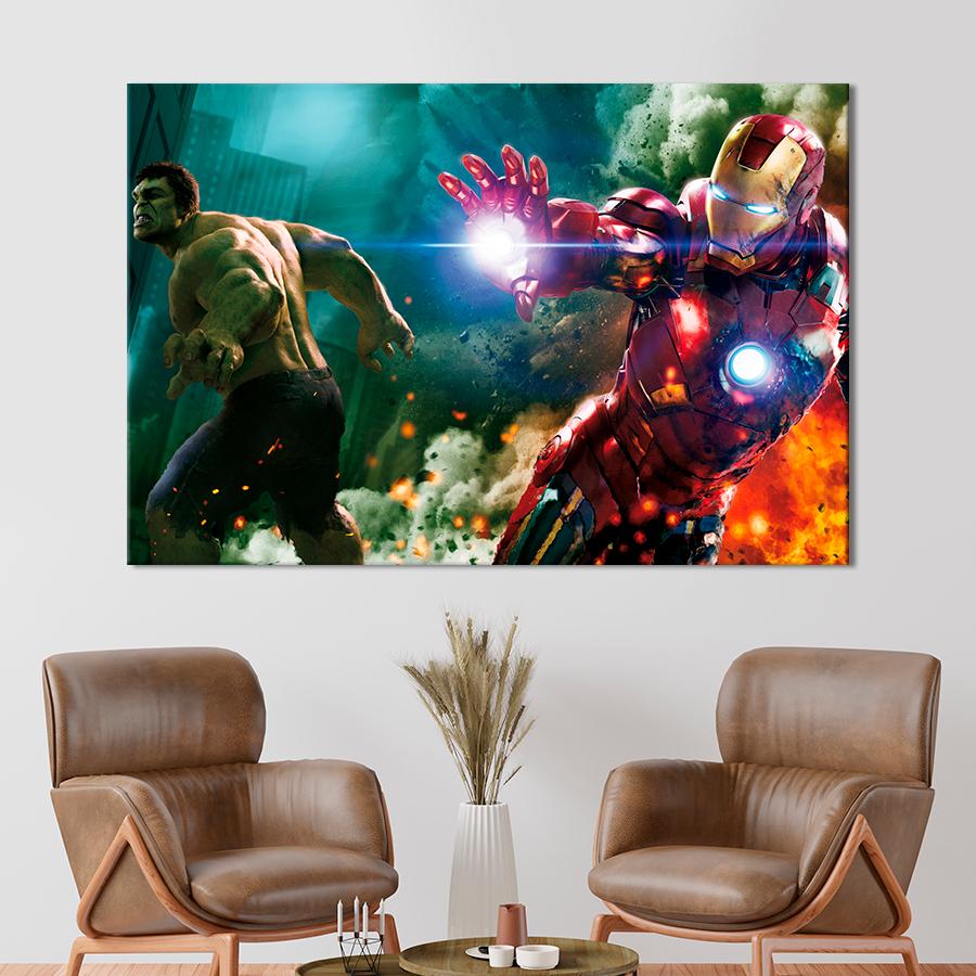 Настенний декор Халк и Железный человек 51x34 см (A28-1)