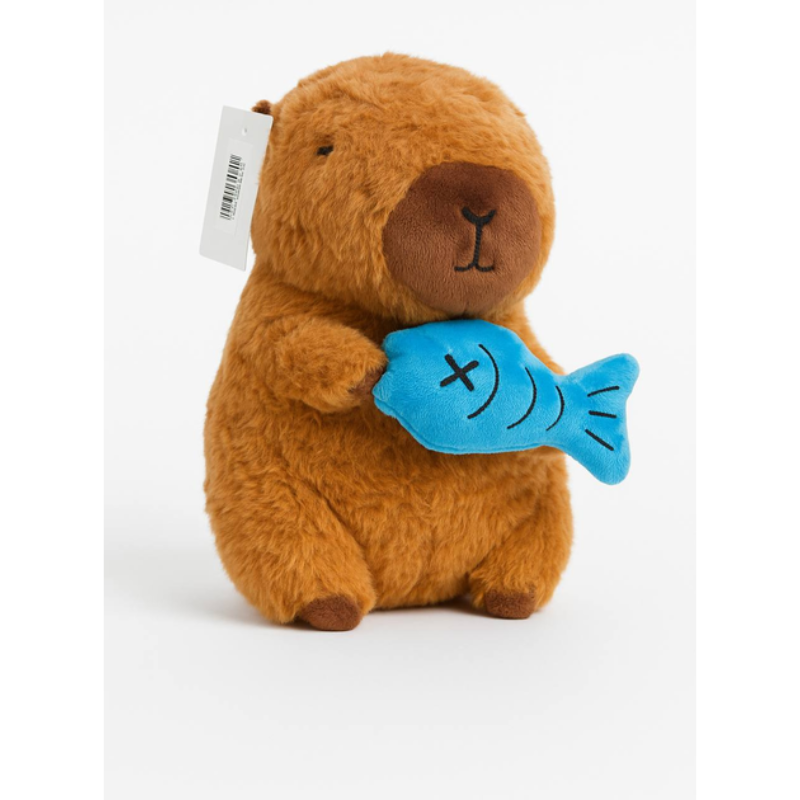 М’яка іграшка-подушка плюшева Капібара з рибкою з наповнювачем і вишитими елементами (2771124960) - фото 6