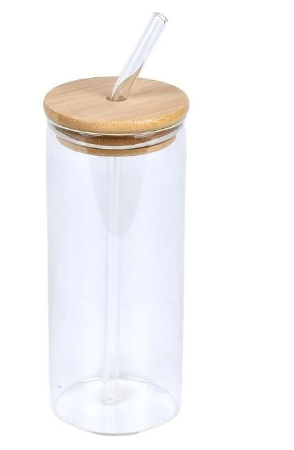 Склянка з бамбуковою кришкою та трубочкою R10914-S 400 мл