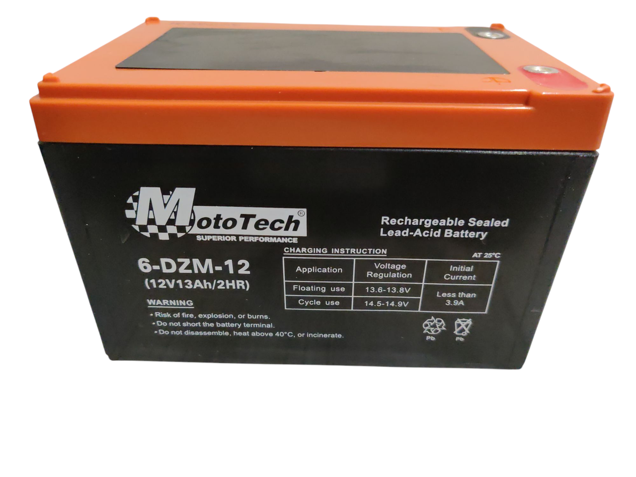 Аккумулятор тяговый 6-DZM-12 12V13Ah/2HR MotoTech электроскутера Forte Yadea Fada