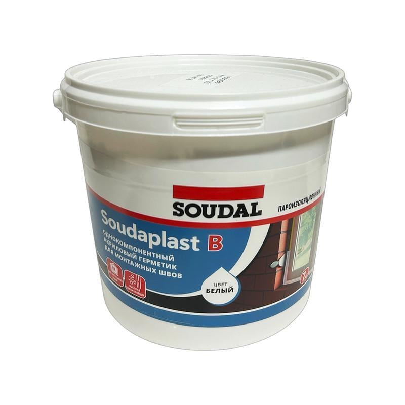Герметик-мастика для внутрішніх робіт Soudal Soudaplast B поліакрилат 7 кг Білий (000020000000087301)