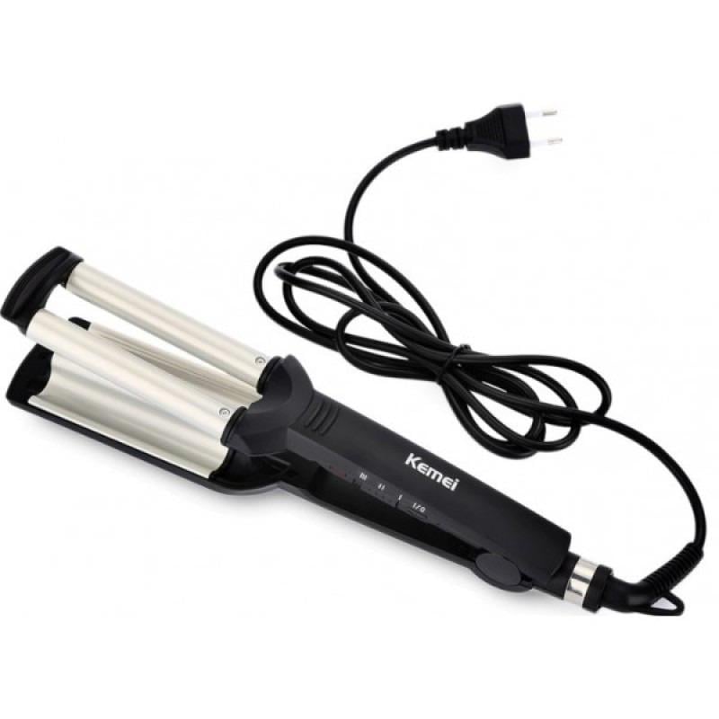 Плойка для завивки волосся потрійна Kemei JFQ-Km-2022 Чорний (329284)