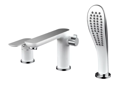 Змішувач на борт ванни Gappo G1148 врізний 3 елементи Білий/Хром