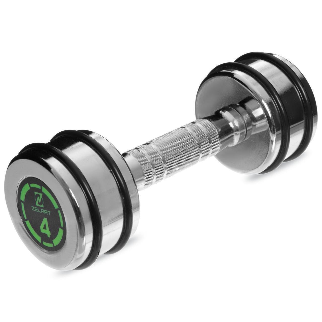 Гантель цільна Zelart FI-2622-4 сталева хромована 4 кг (2532858563) - фото 1 Гантель цільна Zelart FI-2622-4 сталева хромована 4 кг (2532858563) - фото 1
