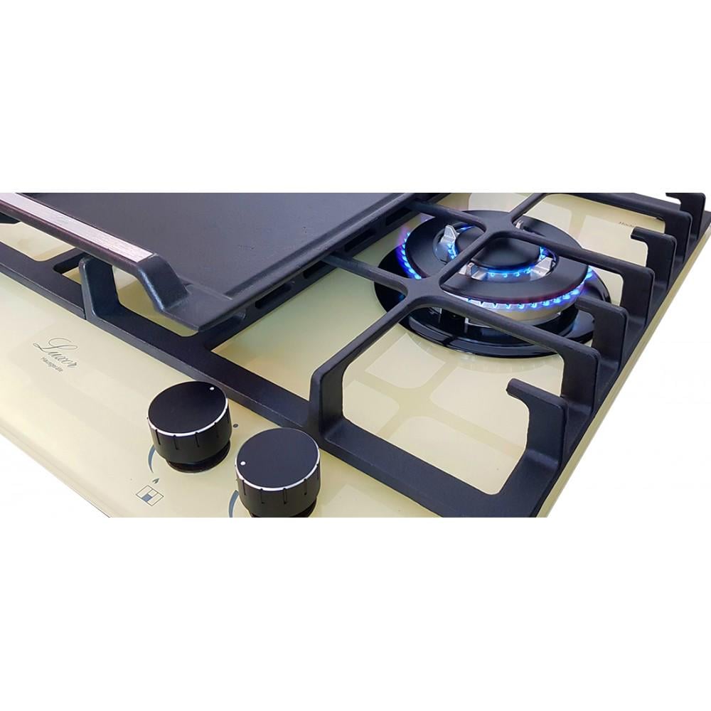 Варильна поверхня газова Luxor RG 650 Rustik Champagne BK з підставкою для Wok (24131738) - фото 6