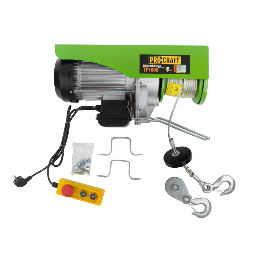 Подъемник электрический Procraft TP1000 1600 Вт 20 м трос с креплением с пультом