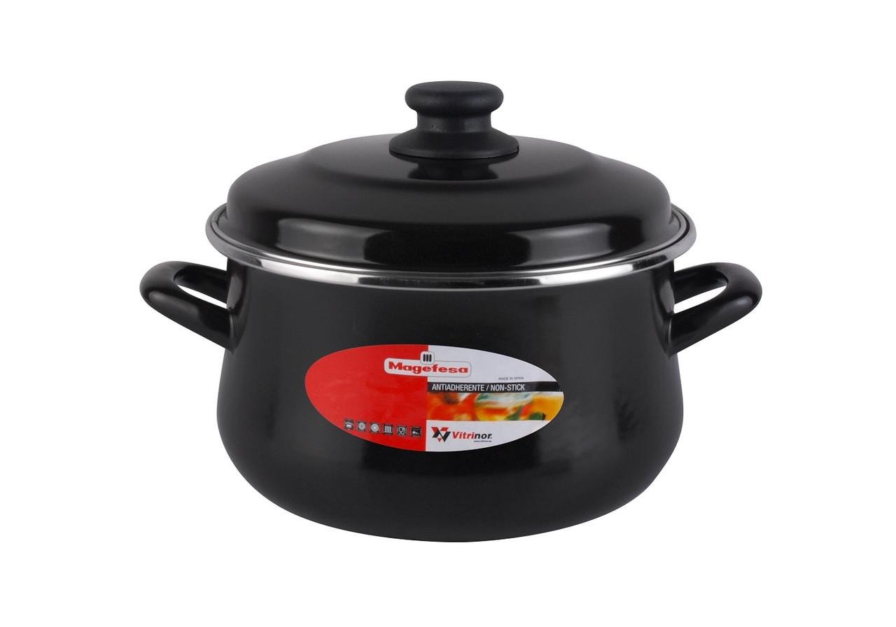 Кастрюля стальная Vitrinor эмалированная с крышкой 24 см 6,3 л Black (1102585)