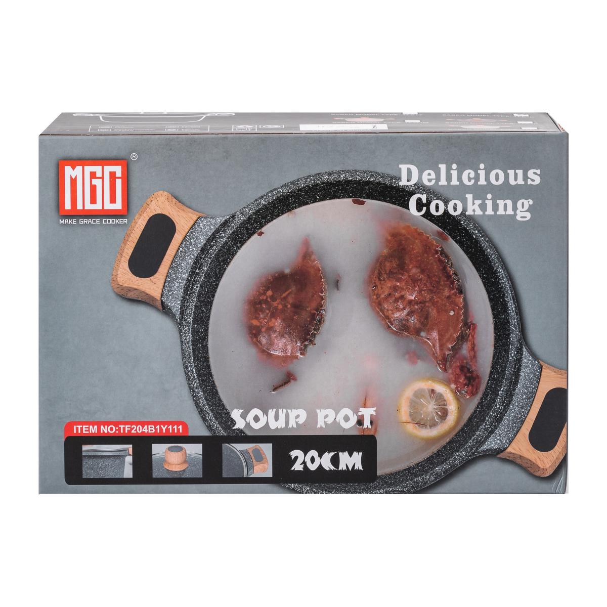 Кастрюля алюминиевая MGC во французском стиле с антипригарным покрытием стеклянная крышка 3 л Бежевый (HP-4-432CO) - фото 6