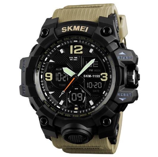 Часы наручные Skmei 1155B противоударные Black-Khaki