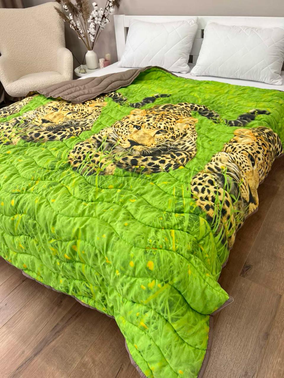 Ковдра літня двостороння з малюнком двоспальна 180x210 см Салатовий - фото 1 Ковдра літня двостороння з малюнком двоспальна 180x210 см Салатовий - фото 1