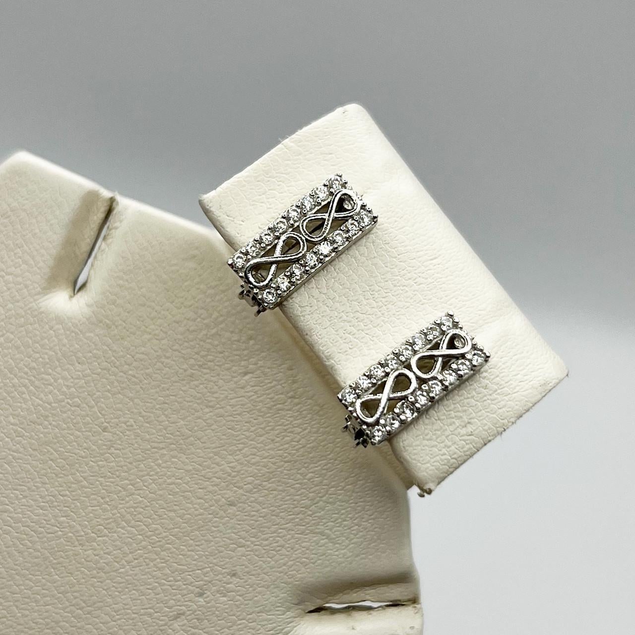 Серебряные серьги Бесконечность с кубическим цирконием 1,85 г (2449292931)