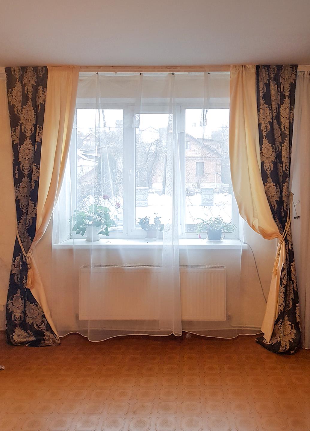 Комплект штор и тюль Lumelle Damask карниз 250 см Шоколадный с бежевым (11_3ш)