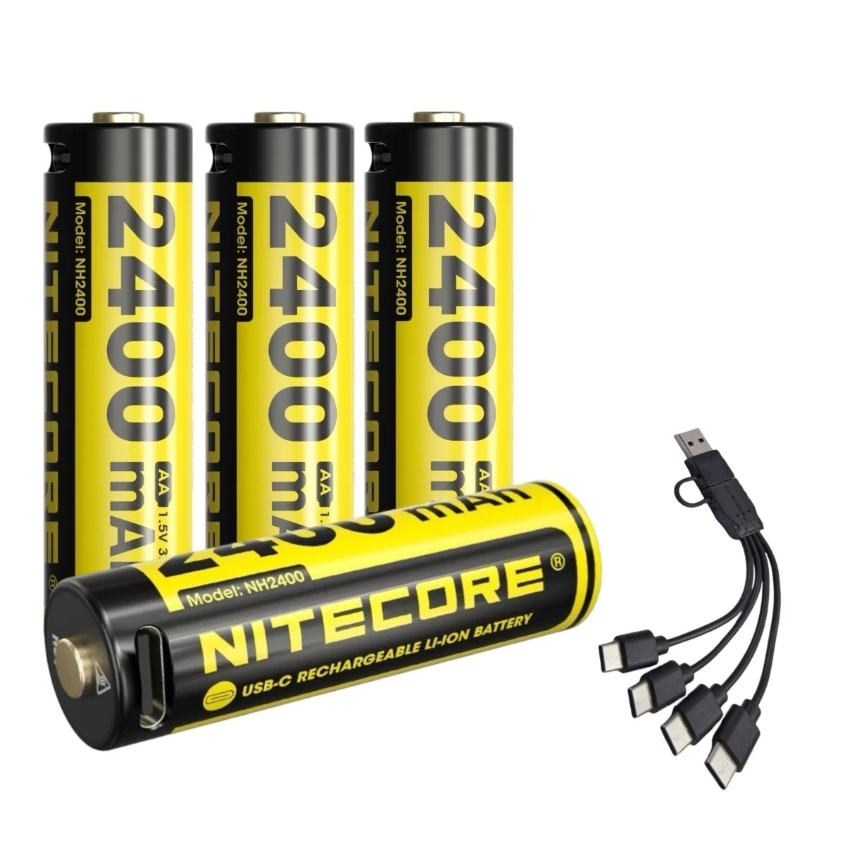 Батарейки AA аккумуляторные Nitecore NH2400 с разъемом USB Type-C на 1.5V/2400 mAh (134228)