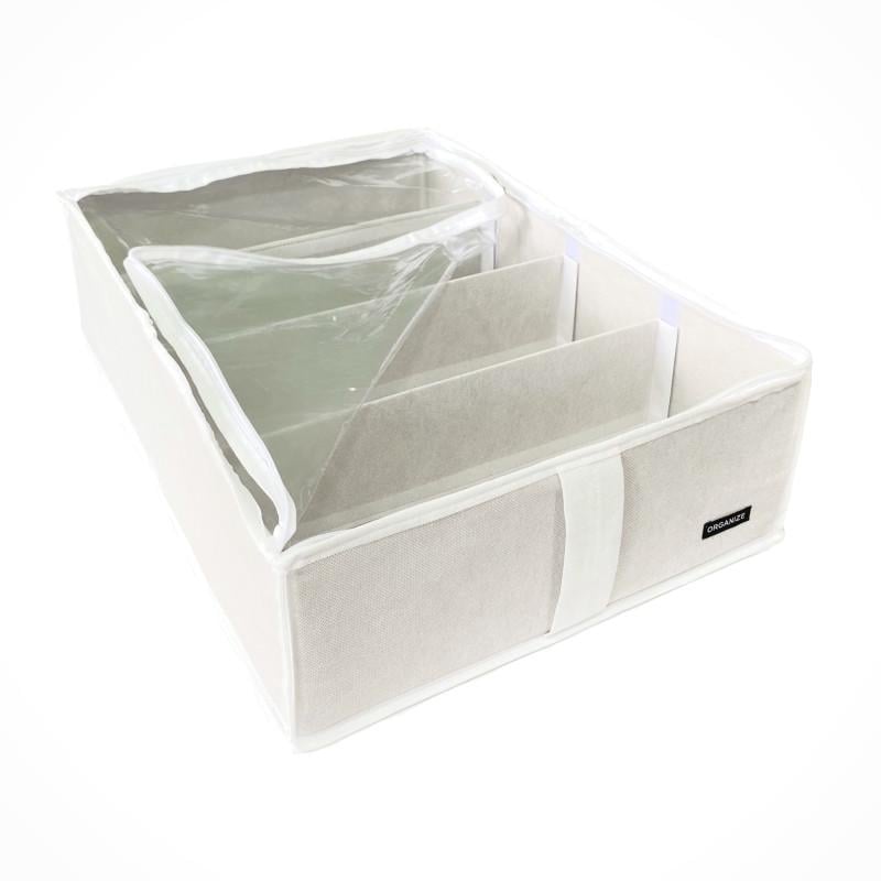 Органайзер для хранения вещей и обуви на 4 ячейки со съемными перегородками Белый (Khv-3-wh) Органайзер для хранения вещей и обуви на 4 ячейки со съемными перегородками Белый (Khv-3-wh)