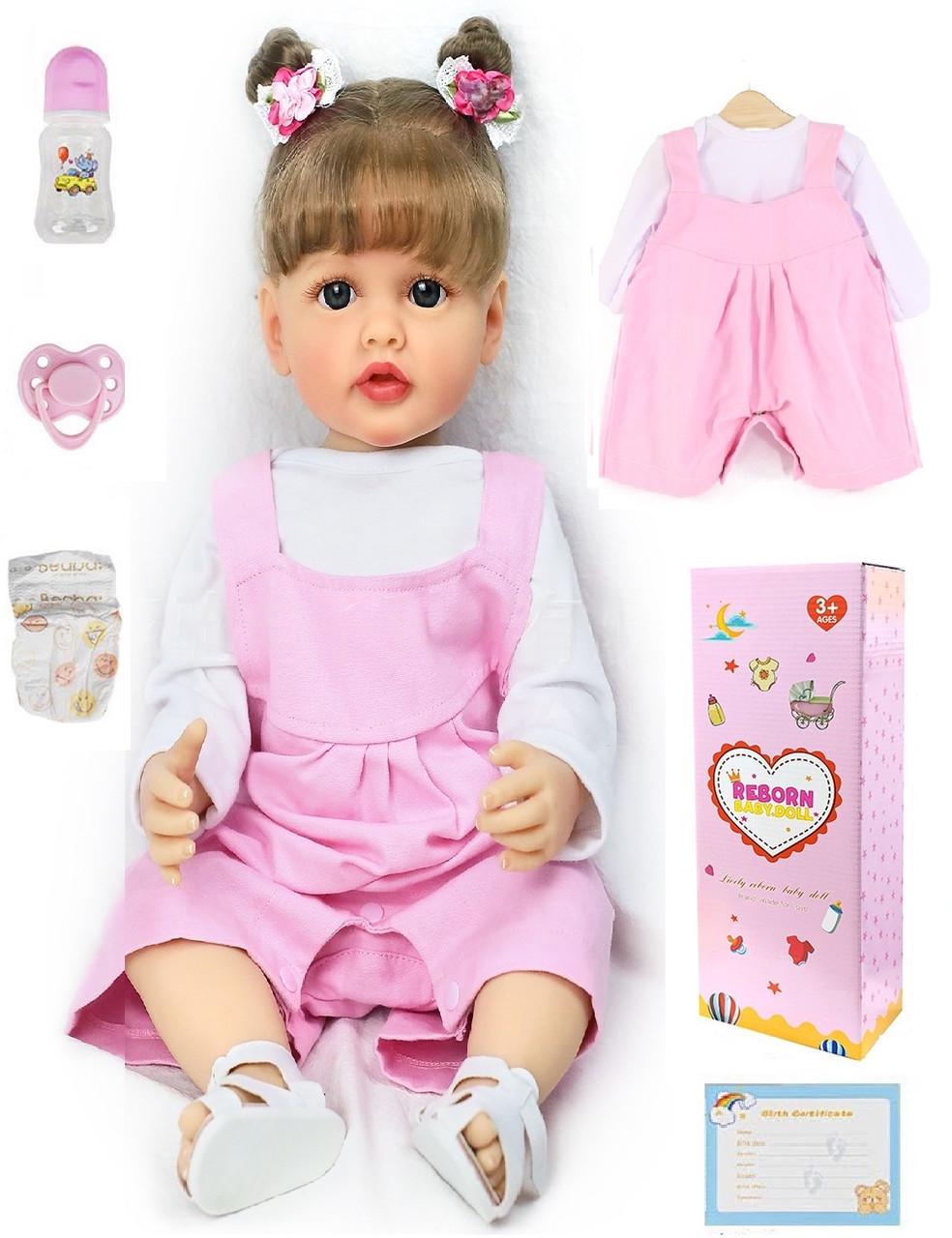 Кукла Reborn Ангелина винил-силиконовая с соской/бутылочкой/игрушкой 55 см (1887330181) - фото 2 Кукла Reborn Ангелина винил-силиконовая с соской/бутылочкой/игрушкой 55 см (1887330181) - фото 2
