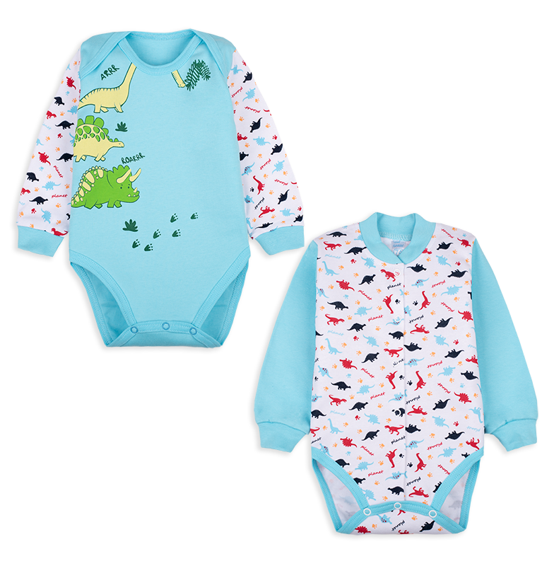 Боди детское для мальчика GABBI BD-20-1-1 хлопковое 2 шт. 56 см Бирюзовый (12004)