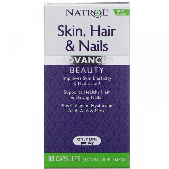 Комплекс для шкіри, волосся, нігтів Natrol Skin Hair & Nails Advanced Beauty 60 Caps