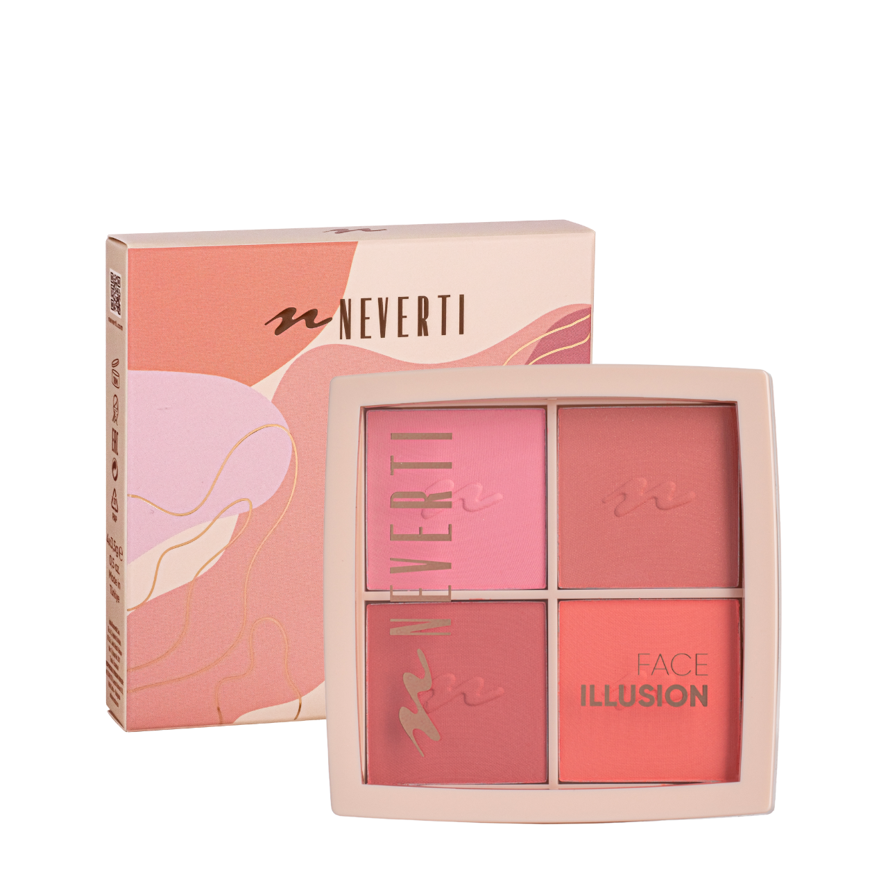 Палитра румян Neverti Illusion Blush 4 оттенка (NP207)